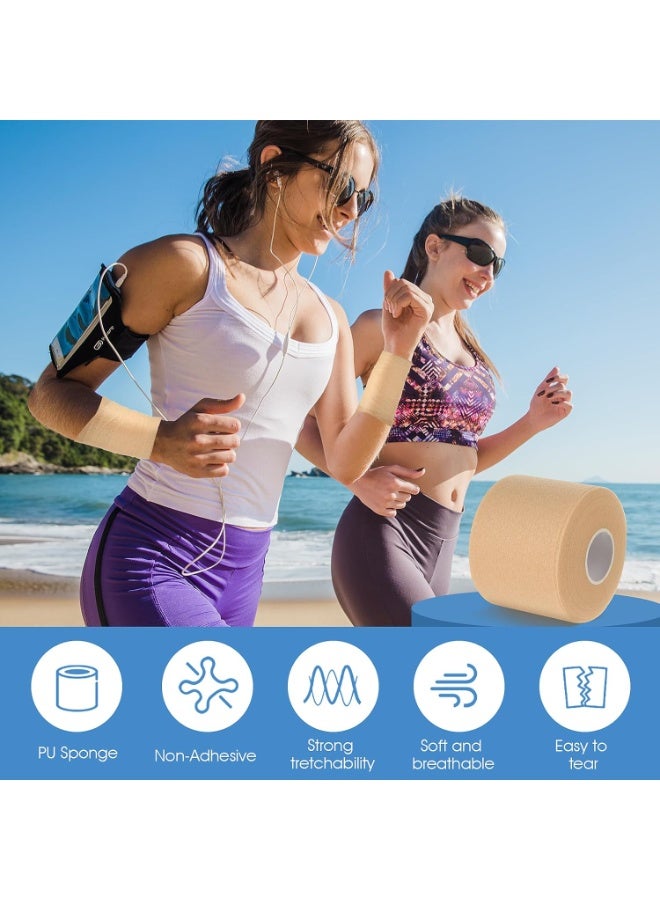 DUNISO 4 Rolls  Athletic Pre Wrap Tape,Waterproof Breathable Kinesiology Tape,Foam Underwrap for Sports, Protect,for Ankles Wrists Hands and Knees,for Gym Fitness Running Tennis Swimming Football,6cm*20m - Image 5